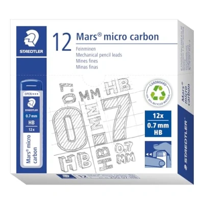 Image of STAEDTLER 250 07 HB Mars Micro Refill Leads for Mechanical Pencils HB, 0.7mm (Box of 12 x Tubes Leads)