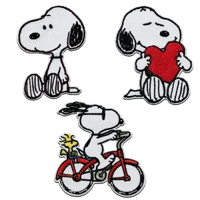 Image of Mono Quick Peanuts Snoopy Set 3 Pieces Iron On Patches Adhesive Emblem Stickers Appliques