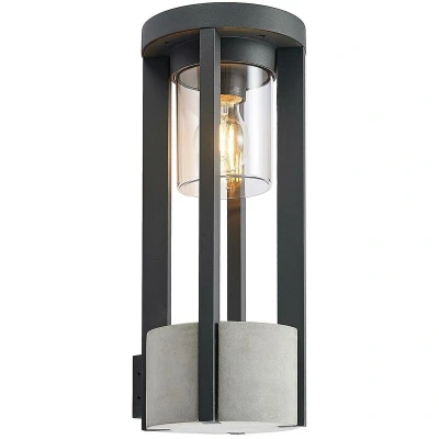 Image of Lucande Outdoor Wall Light &#039;Overa&#039; dimmable (Modern) in Silver Made of Aluminium (1 Source, E27) from lamp for Exterior/Interior Walls, House, Terrace und Balcony