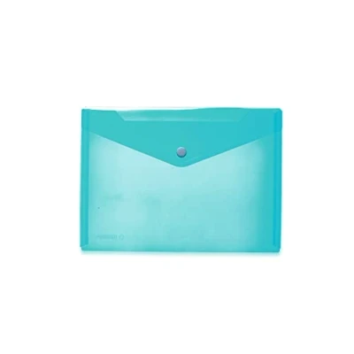 Image of HERMA 20059 Document Wallet A5 Transparent Light Blue Small Pockets Envelope with Press Stud Closure Plastic for School, University, Office, Travel