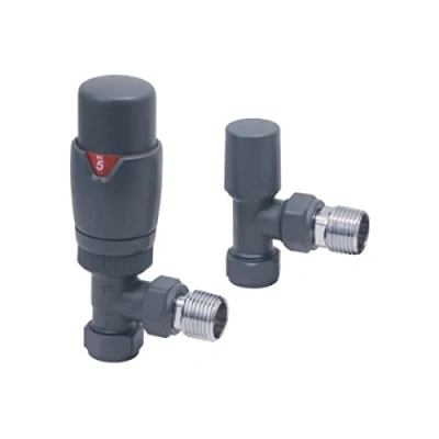 Image of Anthracite Angled Thermostatic Radiator Valves Energy Saving
