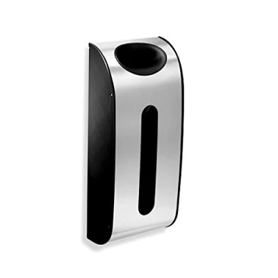 Image of simplehuman KT1166 Carrier Bag Dispenser, Holds up to 30 Bags, Easy Access Openings, Install, Mounts on Wall or Inside Cabinet Cupboard, Brushed Stainless Steel