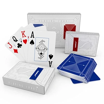 Image of SLOWPLAY 100% Plastic Playing Cards, 2 Deck Poker Card Set, Jumbo Index, Size, Superior Flexibility and Durability, Waterproof &amp; Washable, Professional Cards for Texas Hold’em