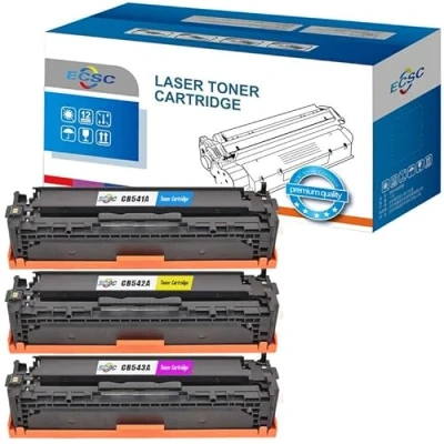 Image of ECSC Toner Cartridge CB541A CB542A CB543A For Printer, Compatible With HP Colour LaserJet CM1312 CM1312n CM1312nfi CP1215 CP1217 CP1510 CP1514n CP1515n CP1518ni (C,M,Y, 3 Pack)