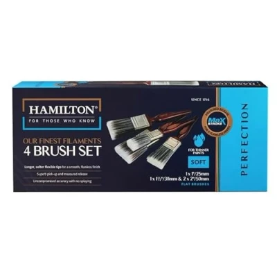 Image of 4 Piece Hamilton Perfection Max Stroke Soft Synthetic Flat Brush Set (1 x 1&quot;, 1 1.5&quot;, 2 2&quot;)