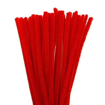 Image of 25Pk Red 9mm 30cm Chenille Stems Craft Pipe Cleaners