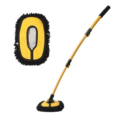 Image of JSCARLIFE Long Handle Car Washing Brush, Microfiber Wash Mop with Replaceable Chenille Brush Head, Soft Cleaning 15 Curved Extension Pole Kit for Windscreen, Truck &amp;Van