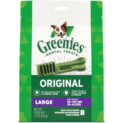 Image of Greenies Original Large Natural Dental Care Dog Treats, 12 oz. Pack (8 Treats)