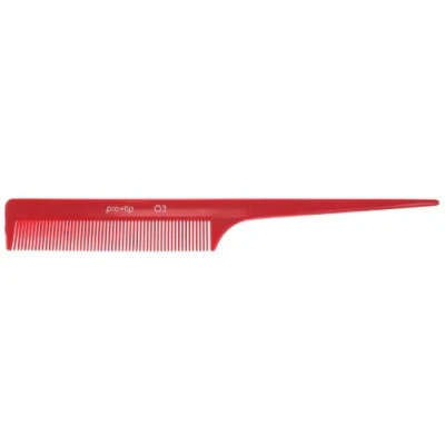 Image of Pro Tip Hairdressing Rat Tail Comb PTC03 202mm RED