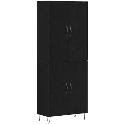 Image of vidaXL Highboard Black Oak 69,5x34x180 cm Engineered Wood