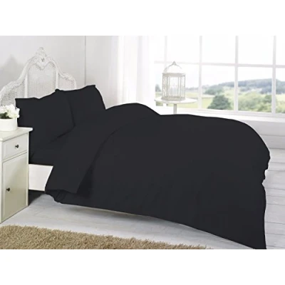 Image of SELECT ED® Luxuries 100% Brushed Cotton Thermal Flannelette Fitted Or Flat Bed Sheets. Pillow Cases (Single Sheet, Black)