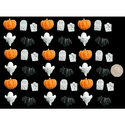 Image of 60 x 3D Edible Icing Halloween Medium Ghosts Bats Sugar Cupcake/Cake Decoration Toppers
