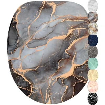 Image of Soft Close Toilet Seat Wide Choice of Marble Seats Stable Hinges Easy to Mount (Marble Abstract)