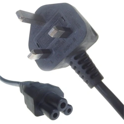 Image of IEC C5 Clover Leaf Mains Lead. UK Plug. Power Leads. Asus Supply Cord. 5A (2m)