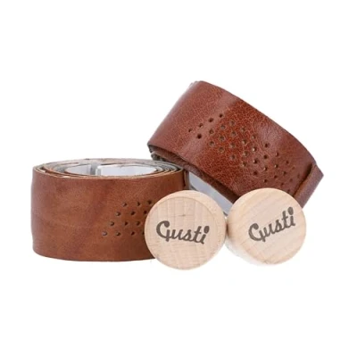 Image of Gusti tape for bicycle handlebars leather cork 80 cm Fausto C. handlebar strap racing bike accessories brown