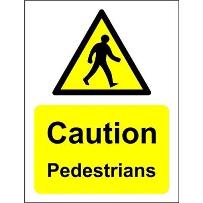 Image of Caution Pedestrians sign 3mm Aluminium 300mm x 200mm