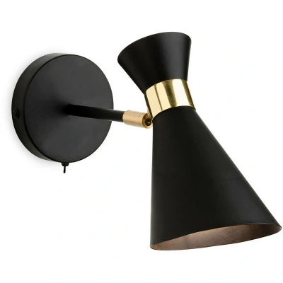 Image of Ohio 1 Light Indoor Wall (Switched) Black, Brass, E27