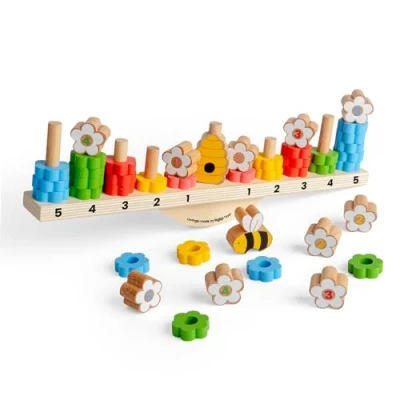 Image of Bigjigs Toys Bee Balanced Game (44pc) Wooden Stack &amp; Balance Games, Balancing Games For Kids, Fun Educational Toddler Gifts, Age 3+ Years