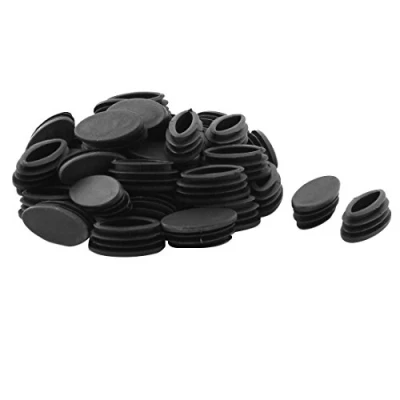 Image of sourcingmap Plastic Table Chair Feet Oval Tube Pipe Insert Cap 20 x 40mm 40 Pcs Black