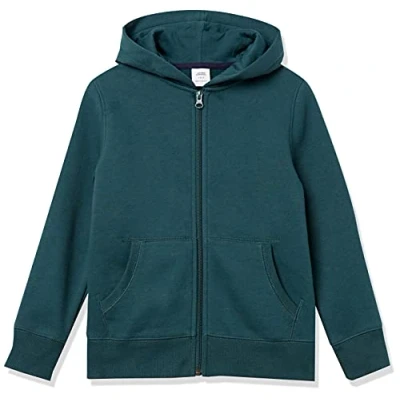 Image of Amazon Essentials Boys&#039; Fleece Zip Up Hoodie Sweatshirt, Dark Green, 10 Years