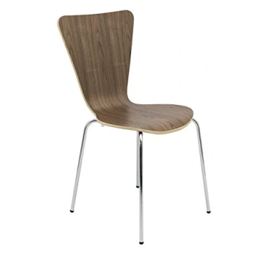 Image of Office Hippo Heavy Duty Cafe Bistro Stacking Chair, Wood, Suitable For Commercial Use Walnut