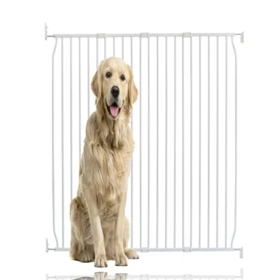 Image of Bettacare Extra Tall Eco Screw Fit Pet Gate, White, 130cm 140cm, Gate 100cm in Height, Fitted Dog Safety for Puppy