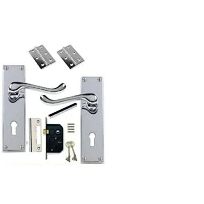Image of Discount Hardware UK Victorian Door Handles Internal for Interior Doors, with Lock, Silver or Chrome Set Lock Key (Lock Pack)