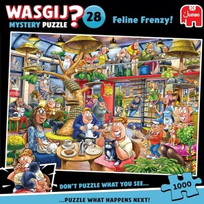 Image of Wasgij Mystery 28, Feline Frenzy Unique 1000 Piece Jigsaw Puzzles for Adults, Colourful, Challenging and Brainteasing, Pieces, 100% Recycled Cardboard, Jumbo