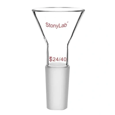 Image of StonyLab Glass Short Stem Powder Funnel with 50 mm Top O.D. and 24/40 Inner Joint Filter