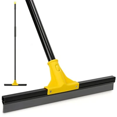 Image of Squeegee Broom for Floor, 18&#039;&#039; Rubber with 60&#039;&#039; Long Handle Bathroom Tile, Garage Concrete, Deck, Shower Glass, Window Cleaning, Heavy Duty Household Floor Wiper