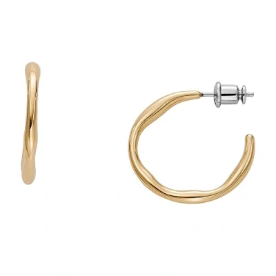 Image of Skagen Earrings for Women Kariana Gold Tone Stainless Steel Hoop Earrings, Length: 23.6mm, Width: 2.8mm, Height: 24.8mm, SKJ1722710