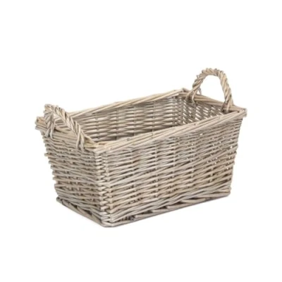 Image of Red Hamper ST055 Wicker Small Antique Wash Finish Handled Unlined Storage Basket