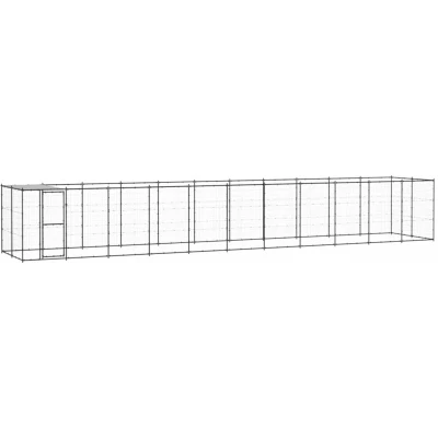 Image of vidaXL Outdoor Dog Kennel Steel with Roof 26.62 m²