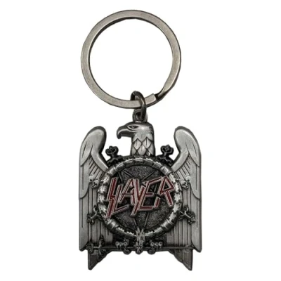 Image of Slayer Silver Eagle Band Logo Keyring One Size