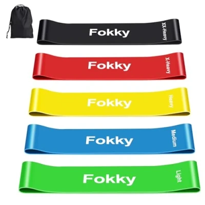 Image of Resistance Bands, 5 Pcs Natural Latex Exercise Workout Bands with Levels for Fitness Workouts Pilates Stretching Training Home Gym Carry Bag Included