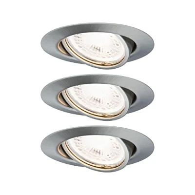 Image of Paulmann 93424 Base LED recessed luminaire round incl. 3x5W dimmable spotlight brushed iron spot metal lamp 3000K GU10