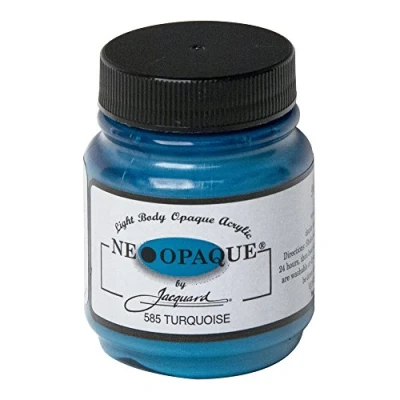 Image of Jacquard Neopaque JAC1585 Turquoise Acrylic Paint, Ideal for Fabric, Leather, and Mixed Media, Water Based Non Toxic 2.25 oz Bottle