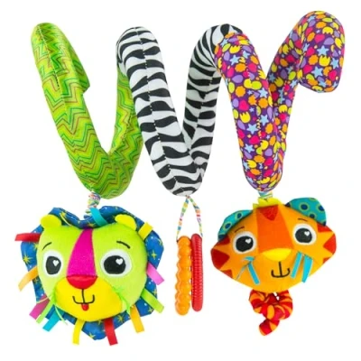 Image of LAMAZE Activity Spiral Baby Pram Toy Soft Sensory Ideal for Prams and Pushchairs Suitable from 0 6 Months, Boys Girls