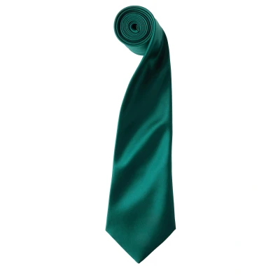 Image of Premier Mens Plain Satin Tie (Narrow Blade) (Bottle) Green One Size