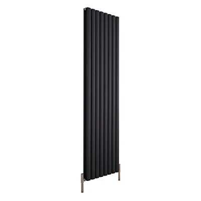 Image of Milano Aruba Ayre Anthracite Vertical Double Oval Panel Aluminium Radiator 1800mm x 470mm