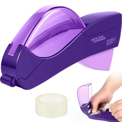 Image of Tape Dispenser, Semi Automatic Dispenser with Tape, Handheld Cutter Portable Multiple Roll Cut Heat Sublimation for Taping Gifts, Packages, Scrapbooks (Purple)