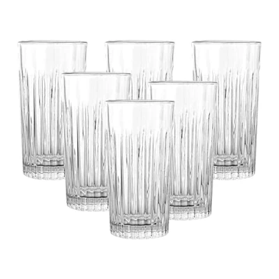 Image of simpa Drinking Highball Glasses with Pleated Style 350ml Set of 6