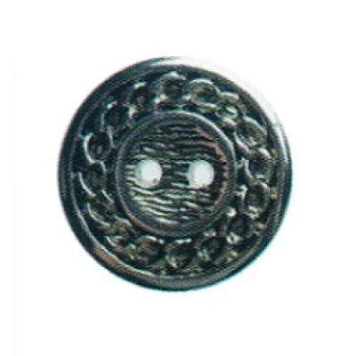 Image of Hemline Round Metallic Button with Chain Edging 20mm Silver (Pk5)