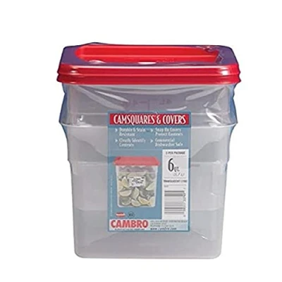 Image of Cambro 6 Quart Translucent Square Food Storage Containers and Covers, 2 pack