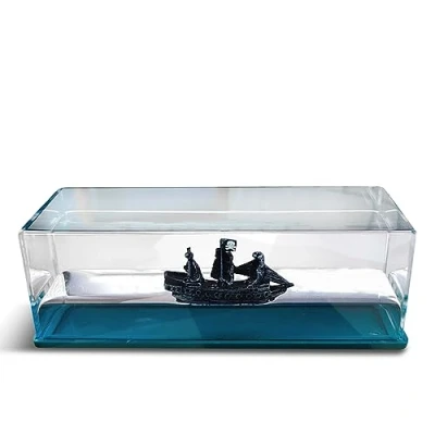 Image of Ditanpu Unsinkable Thousand Sunny Pirate Ship In A Bottle, Acrylic Cruise Model Decoration Fluid Drift Bottle Paperweight Desk For Car Boys Girls
