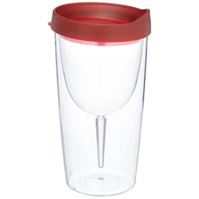 Image of Vino2Go Double Wall Insulated Acrylic Wine Tumbler with Merlot Slide Top Lids 10 oz.