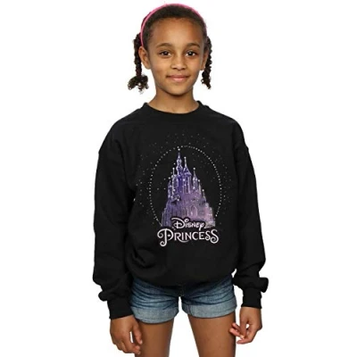 Image of Disney Girls Princess Christmas Castle Sweatshirt Black 12 13 Years