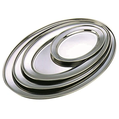 Image of Genware NEV 1265 Oval Flat, Stainless Steel, 10&quot;
