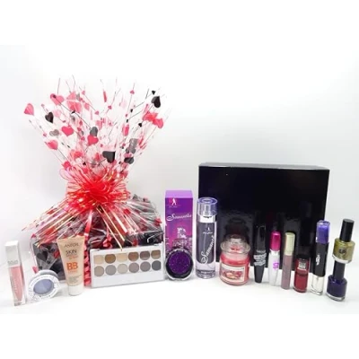 Image of Luxury 14pc Perfume, Candle &amp; Make Up Gift Hamper In Box Wrapped, For Her