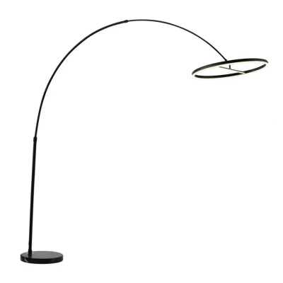 Image of Lucande Virvera LED arc floor lamp, round, black